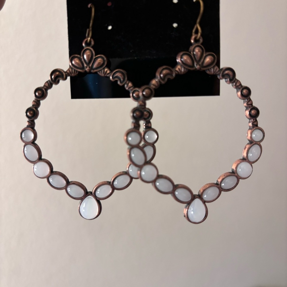 Copper Beaded Hoop Earrings